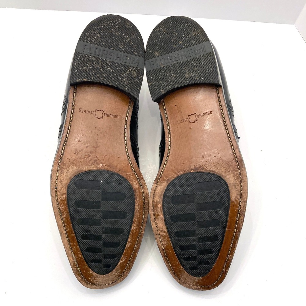 Florsheim Lexington Black Leather Wingtips 17066-01 Mens 11.5 D Oxfords Lace Up - Picture 8 of 8